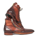 Genuine Crocodile + Calfskin Handmade Zipper Boots // Brown (Euro: 38)
