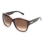 Adrien Square Retro Classic // Dark Brown + Red + White