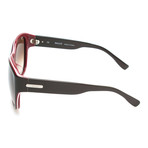 Adrien Square Retro Classic // Dark Brown + Red + White