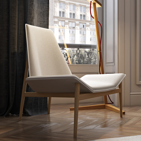 Kent Lounge Chair (Gray Denim + Caramel)