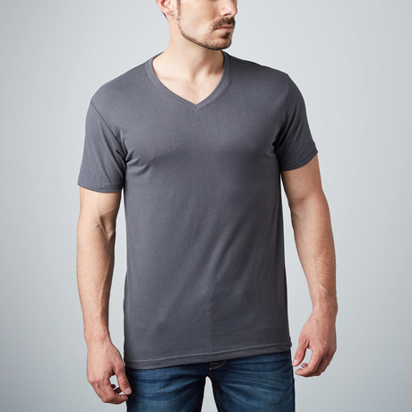 Ultra Soft Sueded V-Neck T-Shirt // Heavy Metal (S)