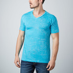Burnout V-Neck T-Shirt // Turquoise (L)