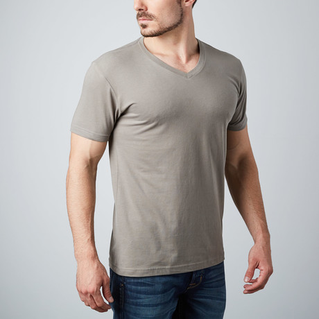Ultra Soft Sueded V-Neck T-Shirt // Stone (S)