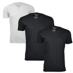 Ultra Soft Sueded Crewneck T-Shirt // Black + White // Pack of 3 (M)