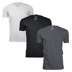 Ultra Soft Sueded Crewneck T-Shirt // Black + Heavy Metal + White // Pack of 3 (L)