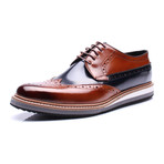 Colorblocked Wingtip Derby // Dark Blue + Tobacco (Euro: 42)