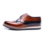 Colorblocked Wingtip Derby // Dark Blue + Tobacco (Euro: 42)