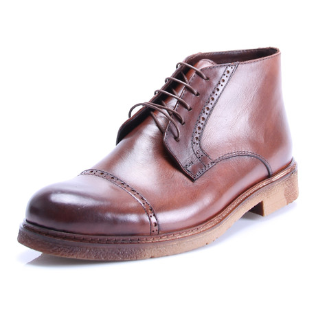 Perforated Captoe Lace-Up Boot // Antique Tobacco (Euro: 39)