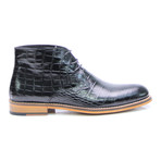 Lace-Up Crocodile Embossed Chukka Boot // Black (Euro: 44)