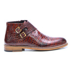 Double Monk Crocodile Embossed Boot // Tobacco (Euro: 42)