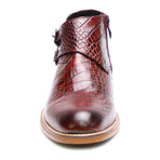Double Monk Crocodile Embossed Boot // Tobacco (Euro: 42)