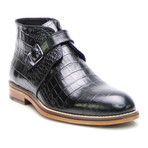 Single Monk Crocodile Embossed Boot // Black (Euro: 44)