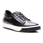 Crocodile Embossed Lace-Up Sneaker // Black (Euro: 42)