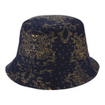 Metallic Print Bucket Hat // Navy (Small/Medium)