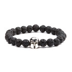 Lava Stone Warrior Bracelet // Black + Silver