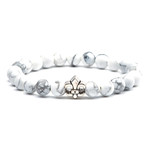 Fleur De Lis Charm Bracelet // White + Silver