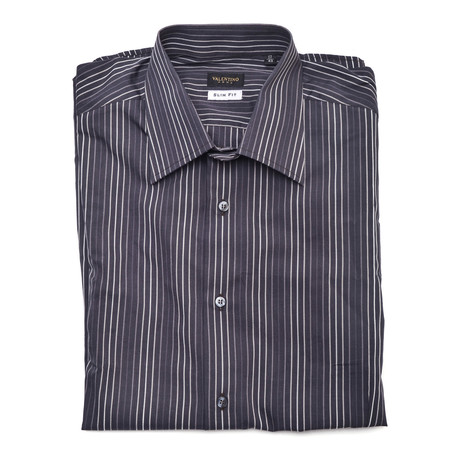 Gradient Stripe Slim Fit Dress Shirt // Grey (US: 15)