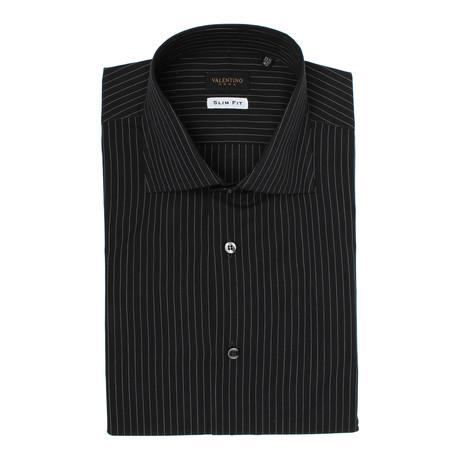 Pin Stripe Slim Fit Dress Shirt // Black (US: 15)