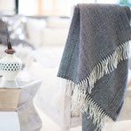 Baby Alpaca Throw // Black + Cream