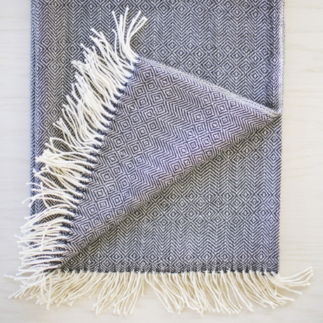Baby Alpaca Throw // Black + Cream