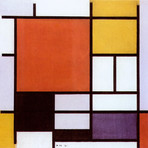 Composition with Large Red Plane, Yellow, Black, Gray & Blue // Piet Mondrian // 1921 (18"W x 18"H x 0.75"D)