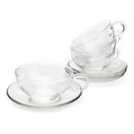 Clear Cups + Saucers // Set of 4