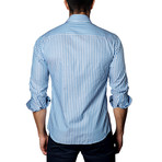 Jared Lang // Casual Button-Up // Blue + White (S)