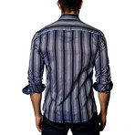 Striped Casual Button-Up // Navy (2XL)