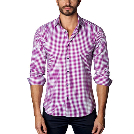 Jared Lang // Plaid Casual Button-Up // Dark Purple (2XL)