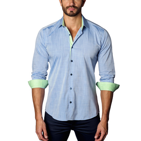 Melange Contrasted Casual Button-Up // Steel Blue (S)