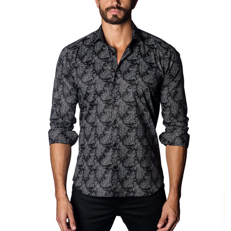 Paisley Woven Button-Up // Black (S)