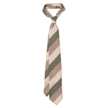 Cashmere Block Stripe Tie // Green + Brown + Cream