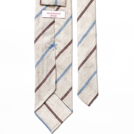 Striped Cashmere Tie // Vanilla + Blue + Brown