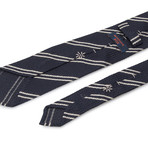 Double Stripe Grenadine Tie // White + Dark Navy