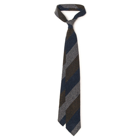 Block Stripe Grenadine Tie // Blue + Green + Grey