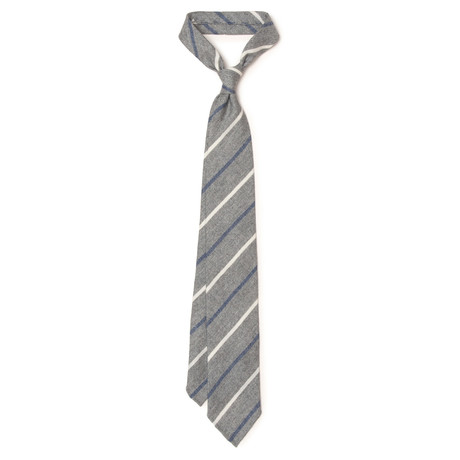 Striped Cashmere Tie // White + Blue + Light Grey