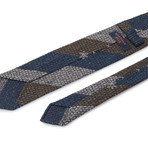 Block Stripe Grenadine Tie // Blue + Green + Grey