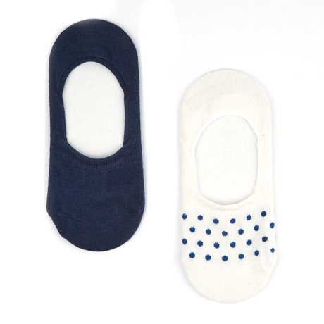 Polka Dot No Show Sock // Navy + White // Set Of 2