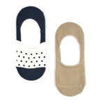 Polka No Show Sock // Nude + Navy // Set Of 2