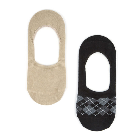 Argyle No Show Sock // Black + White // Set Of 2