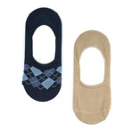 Argyle No Show Sock // Blue + Nude // Set Of 2