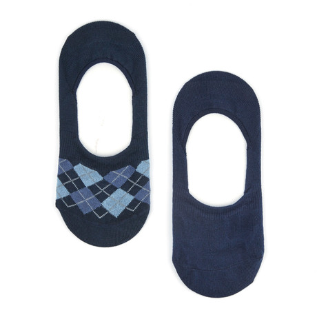 Argyle No Show Sock // Blue + Navy // Set Of 2