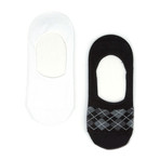 Argyle Premium No Show Sock // Black + White // Set Of 2