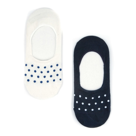 Polka No Show Sock // Navy + White // Set Of 2