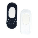Polka No Show Sock // White + Navy // Set Of 2