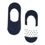 Polka No Show Sock // Navy // Set Of 2