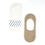 Polka No Show Sock // White + Nude // Set Of 2