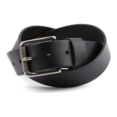 Leather Jean Belt + Roller Buckle // Black (32" Waist)