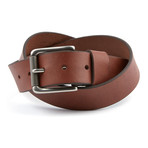 Leather Jean Belt + Roller Buckle // Cognac (32" Waist)