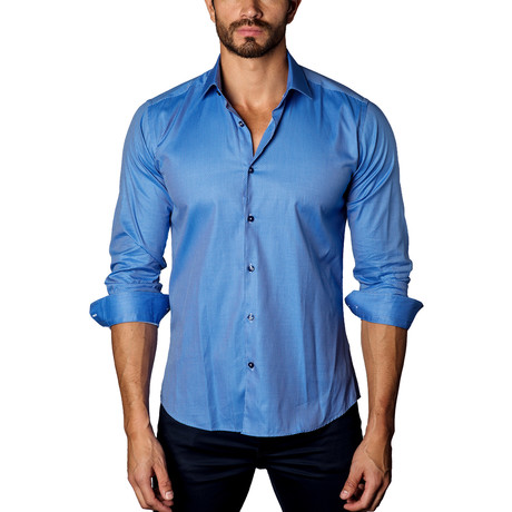 Jared Lang // Printed Casual Button-Up // Blue (L)